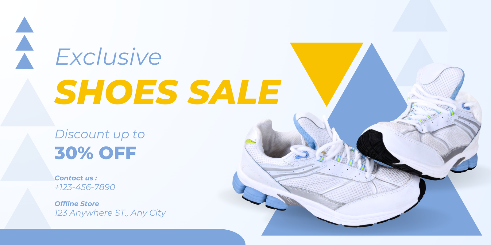 Light Blue and Yellow Bold Modern Geometric Shoes Sale Banner